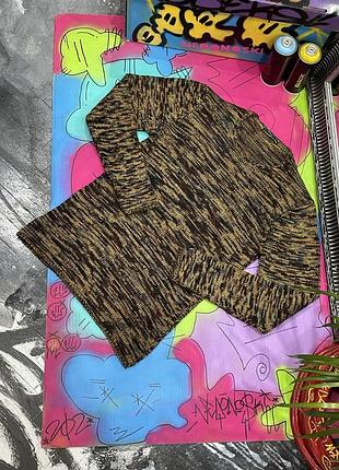 Разноцветный факторный удлиненный свитер с большим вырезом (lagos)