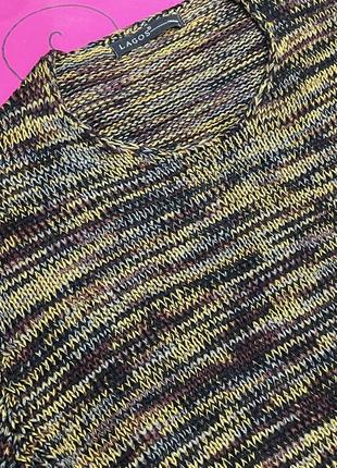Разноцветный факторный удлиненный свитер с большим вырезом (lagos)5 фото