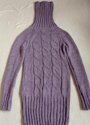 Свитер кофейный длинный