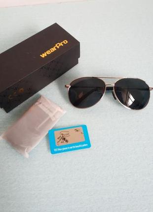 Сонцезахисні поляризаційні чоловічі  окуляри авіатори   wearpro1 фото