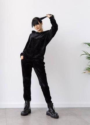 Велюровий спортивний костюм кенгуру на манжетах 14 кольорів