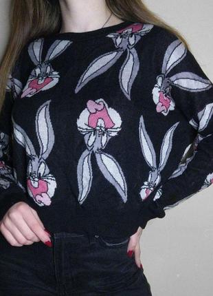 Черная кофта зайчик