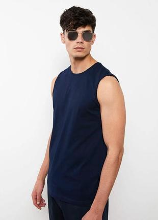 Синя чоловіча майка lc waikiki/лс вайкікі з круглим вирізом. фірмова туреччина