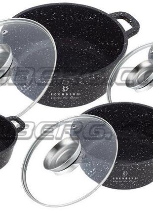 Набір каструль казанів з мармуровим покриттям антипригарним 10 предметів edenberg eb-81422 фото