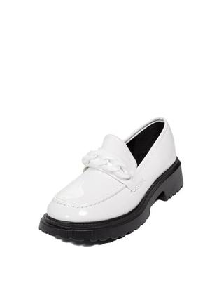 Лоферы туфли эко замша / эко кожа белые красные