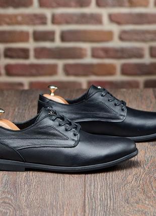 Класичні чоловічі туфлі, чорні із натуральної шкіри, классические мужские кожаные туфли6 фото