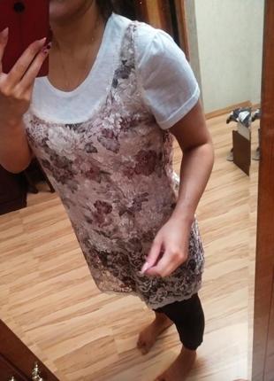 Стильная шикарная туника платье двойка, 50-54