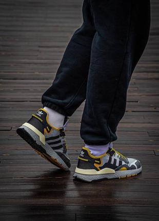 Мужские кроссовки adidas nite jogger boost  core black  yellow dark grey #адидас6 фото