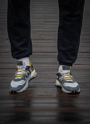 Мужские кроссовки adidas nite jogger boost  core black  yellow dark grey #адидас3 фото