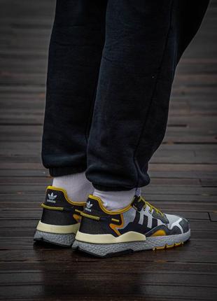 Мужские кроссовки adidas nite jogger boost  core black  yellow dark grey #адидас5 фото