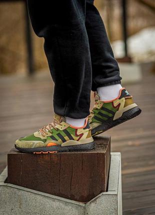 Мужские кроссовки adidas nite jogger boost  core black orange dark green#адидас4 фото