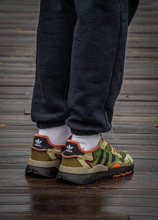 Мужские кроссовки adidas nite jogger boost  core black orange dark green#адидас5 фото