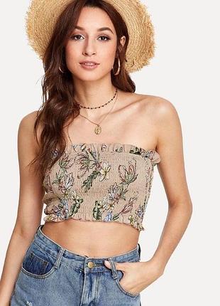 Топ резинка в цветочный принт shein
