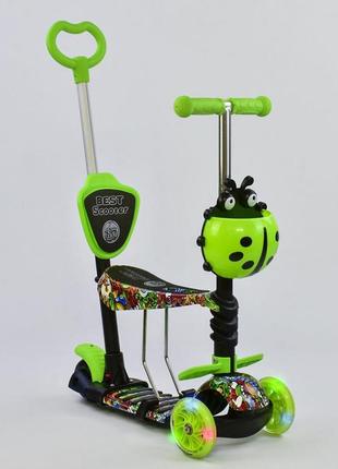 97630 дитячий самокат 5в1 best scooter зелений, абстракція, pu-колеса, підсвітка коліс2 фото