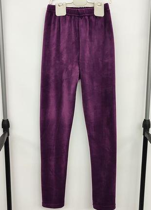 Велюровые фиолетовые лосины с утеплением, размер 122/128