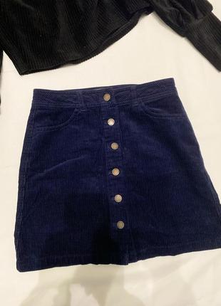 Юбка в рубчик вельветовая