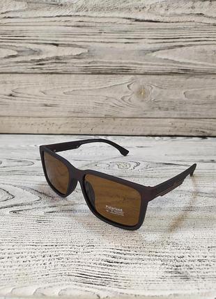 Сонцезахисні окуляри коричневі, чоловічі, матові в пластиковій оправі