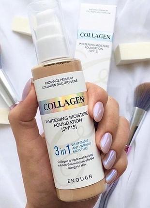Тон 13, 21 тональний крем для обличчя enough collagen moisture foundation spf 153 фото