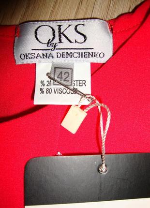 Дизайнерська червона нарядна блузка oks6 фото