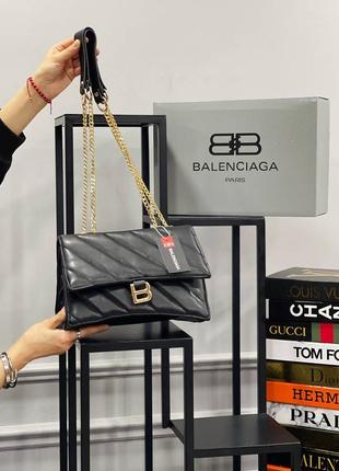 Сумка стеганая черная женская в стиле balenciaga сумка маленькая баленсиага клатч кросс-боди