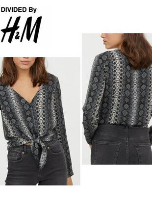 Рубашка с завязкой впереди змеиный принт divided    в анімалістичний принт2 фото