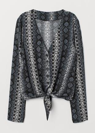 Рубашка с завязкой впереди змеиный принт divided    в анімалістичний принт