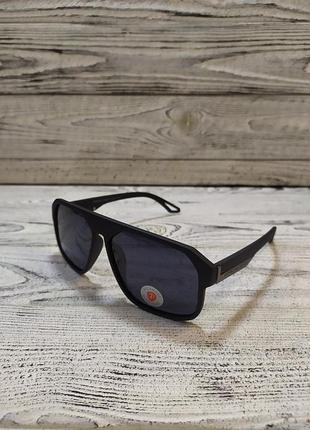 Солнцезащитные очки черные, мужские, матовые в пластиковой оправе
