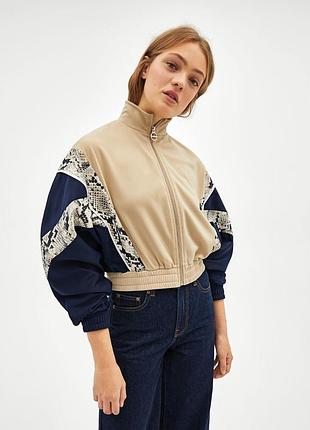 Стильна бежева олімпійка в стилі колорблок bershka 🤍