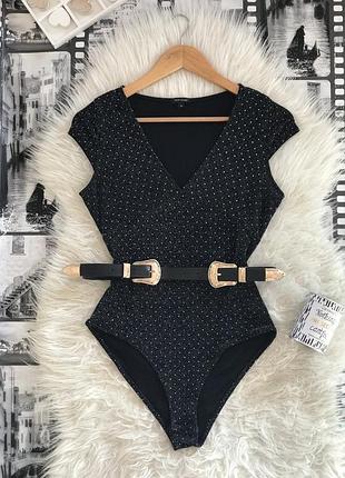 Розкішний чорний боді з блискітами river island 🖤💫