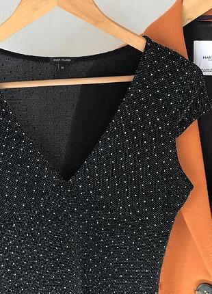 Розкішний чорний боді з блискітами river island 🖤💫3 фото