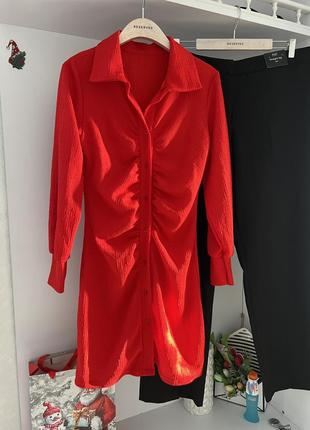 Красное платье жатка asos