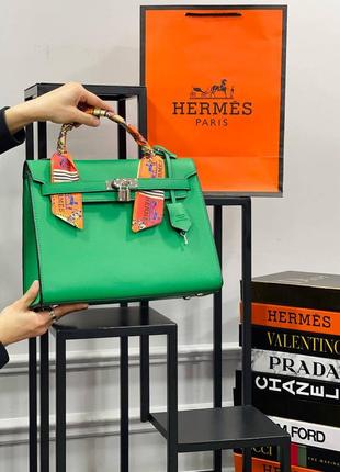 Сумка зелена жіноча в стилі hermes 𝐁𝐈𝐑𝐊𝐈𝐍 сумочка гермес