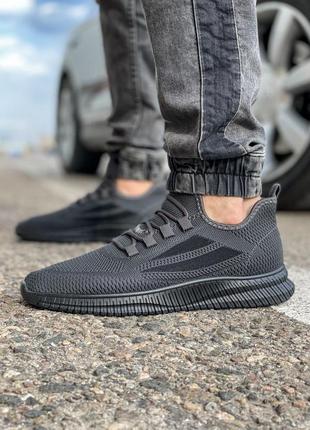 Чоловічі кросівки чорні bionic navigator текстильні зручні мокасини на шнурівках чорного кольору7 фото