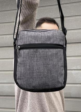 Барсетка сумка через плечо серая с черным4 фото