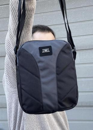 Барсетка сумка через плечо серая с черным2 фото