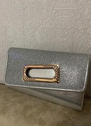 Клатч серебристый сумочка