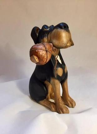 Коллекционная статуэтка "собака с костью", статуэтка из дерева, фигурка из дерева, скульптура из дерева9 фото