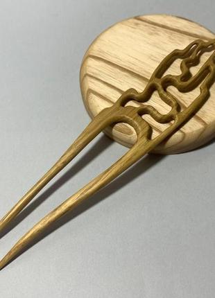 Шпилька дерев'яна для волосся "візерунок"