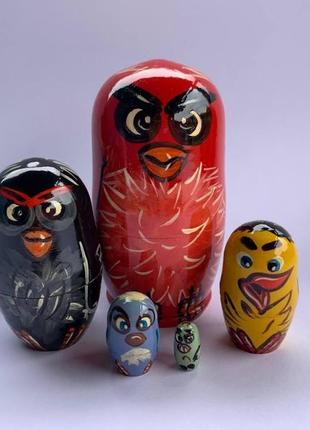 Матрьошка дерев'яна, матрьошка розписна, матрьошка 5-ка, матрьошка "angry birds", матрьошка сувенір