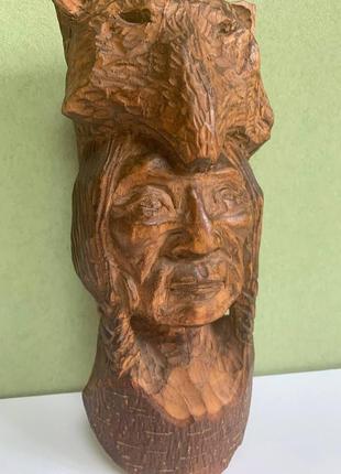 Статуэтка из дерева, фигура из дерева, статуэтка "шайен", скульптура из дерева, фигура деревянная, маска7 фото
