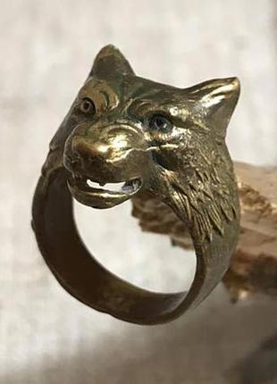 Перстень из бронзы "волк", кольцо из бронзы "волк", украшение из бронзы волк, оригинальный перстень из бронзы4 фото