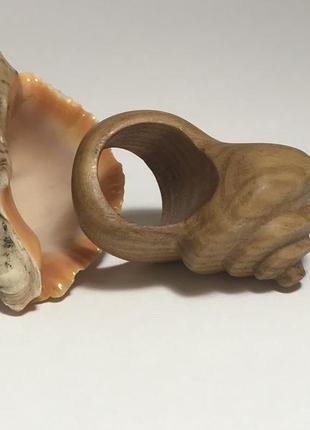 Кольцо деревянное "ракушка", перстень деревянный, украшения из дерева, оригинальное кольцо из дерева6 фото