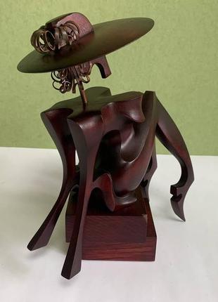 Коллекционная статуэтка "ева", статуэтка из дерева "ева", фигурка из дерева "ева", скульптура из дерева и меди6 фото