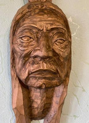 Статуэтка из дерева, фигура из дерева, статуэтка вождь лакота, скульптура из дерева, фигура деревянная, маска10 фото
