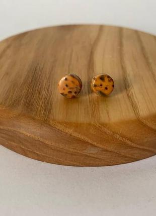 Серьги гвоздики деревянные, серьги украшения, серьги пусеты