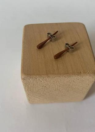Серьги гвоздики деревянные, серьги украшения, серьги пусеты