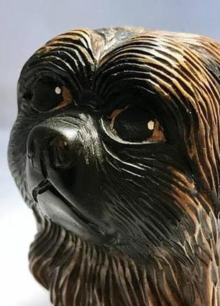 Коллекционная статуэтка "собака пекинес", статуэтка из дерева, фигурка из дерева, скульптура из дерева