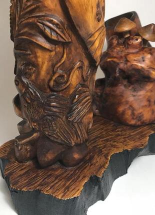 Статуэтка из дерева, фигурка из дерева, статуэтка "лесной человек с пеньком", скульптура из дерева, фигурка10 фото