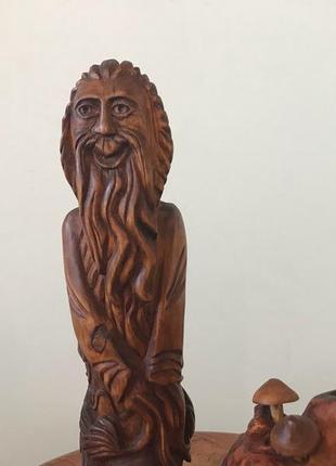 Статуэтка из дерева, фигурка из дерева, статуэтка "лесной человек с пеньком", скульптура из дерева, фигурка3 фото