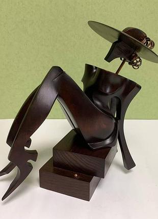 Коллекционная статуэтка "ева", статуэтка из дерева "ева", фигурка из дерева "ева", скульптура из дерева и меди